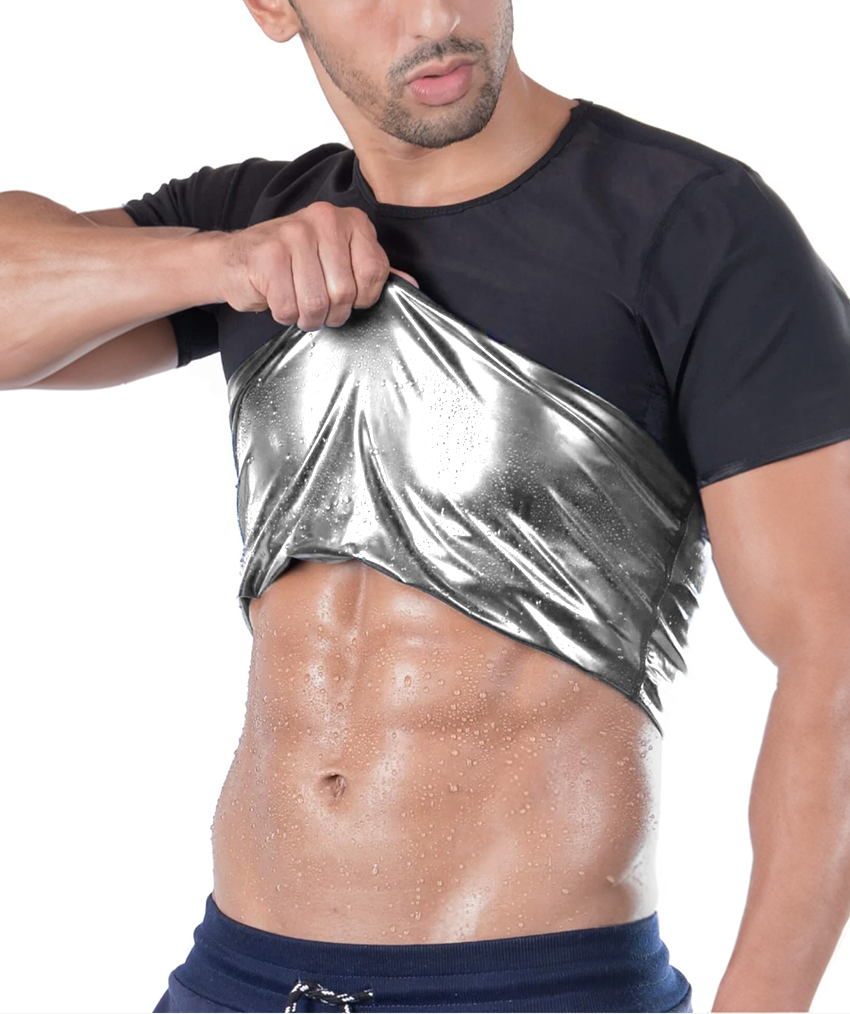 Camiseta Masculina Efeito Sauna Manga Curta + Kit Elastico + Combo Barriga zero - 3 POR 1