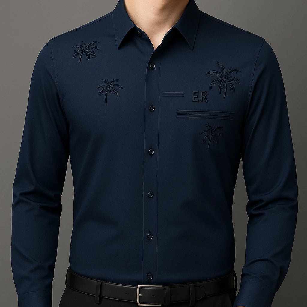 [PAGUE 3 LEVE 5] Camisa Social Masculina Rivanel + BRINDES: Cinto, Carteira e Relógio